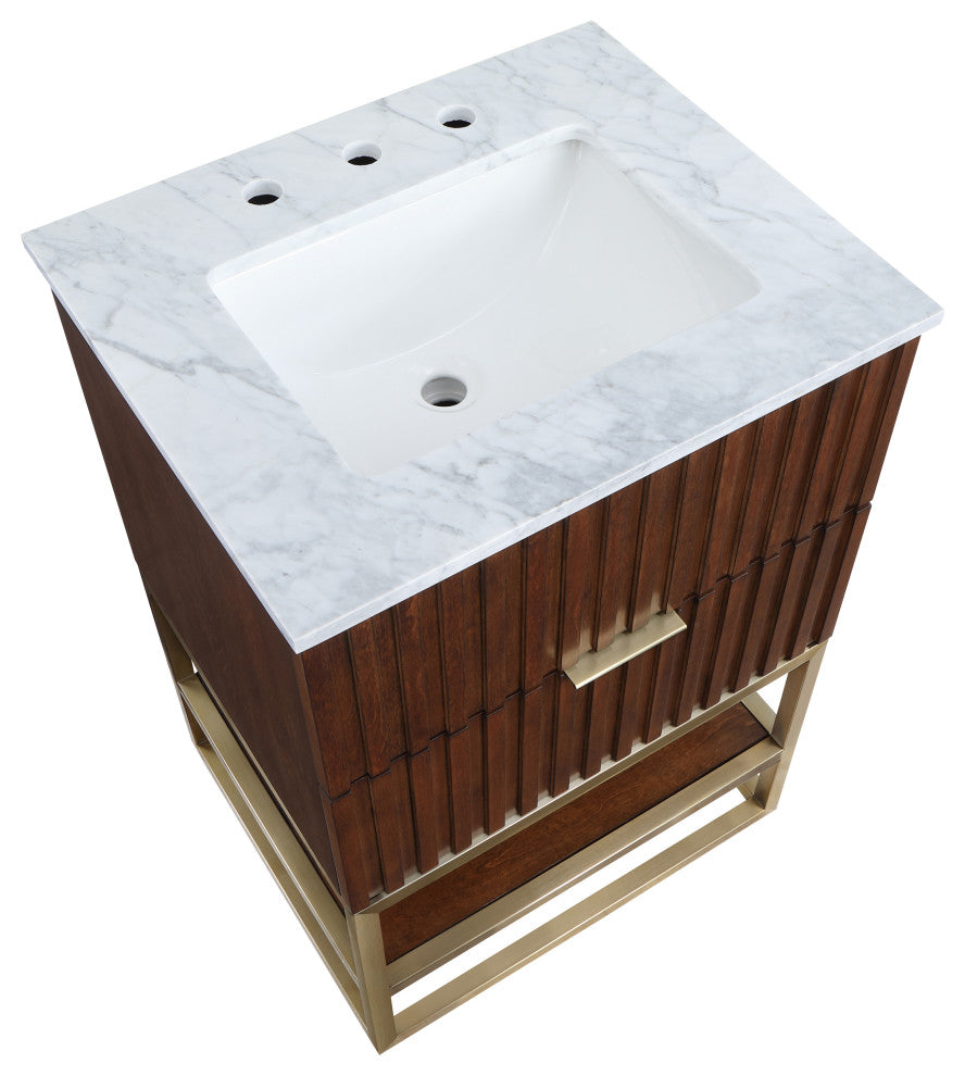 Monad Bathroom Vanity, Walnut, 24" Wide
