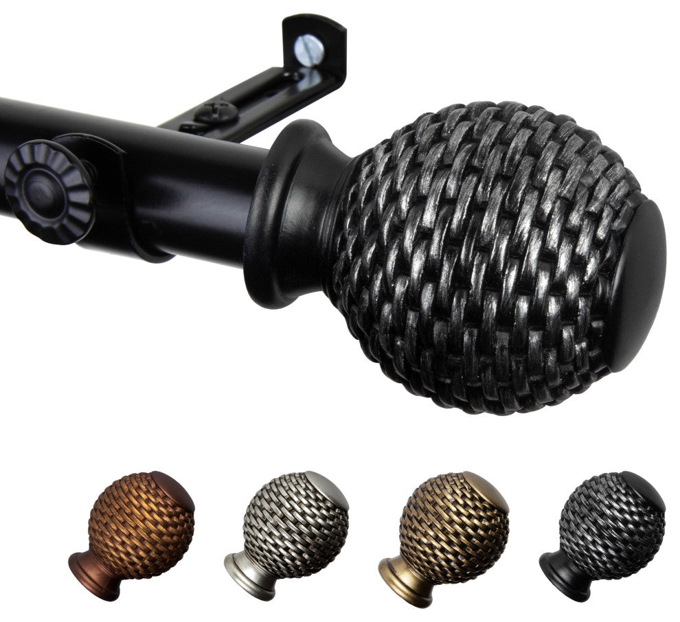 Vanna 13/16" Curtain Rod, Black, 18-28"