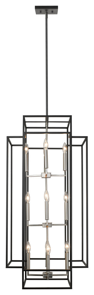 Z-Lite 12 Light Pendant, Black, Brushed Nickel, 454-42BK-BN