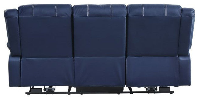 Zuriel Power Motion Sofa With USB, Blue Synthetic Leather