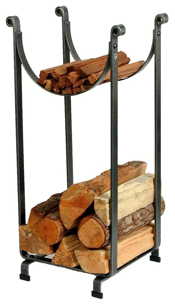 Handcrafted Sling Fireplace Log Rack Hammered Steel