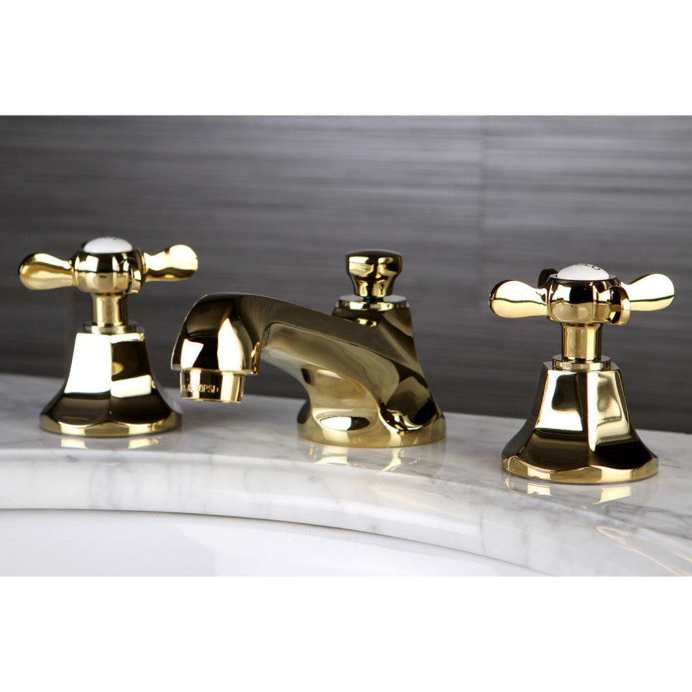 Kingston Brass Widespread Bathroom Faucet With Brass Pop-Up, Polished Brass