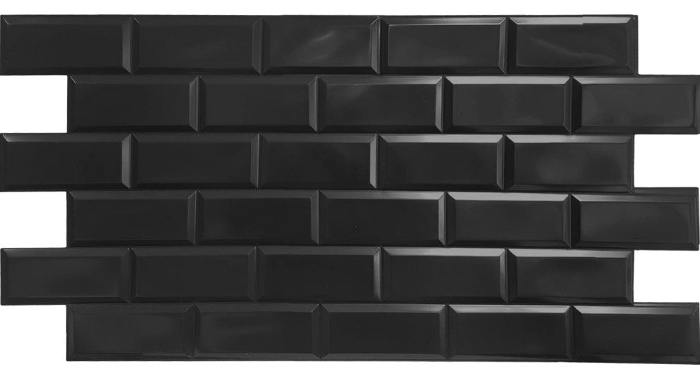 Black Bricks 3D Wall Panels, Set of 10, Covers 50 Sq Ft