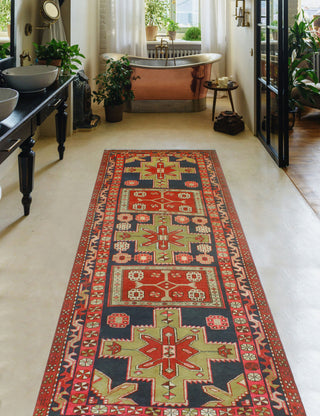 Fine Vintage Distressed CouLight er Navy/Rust Runner, 3'7x9'10