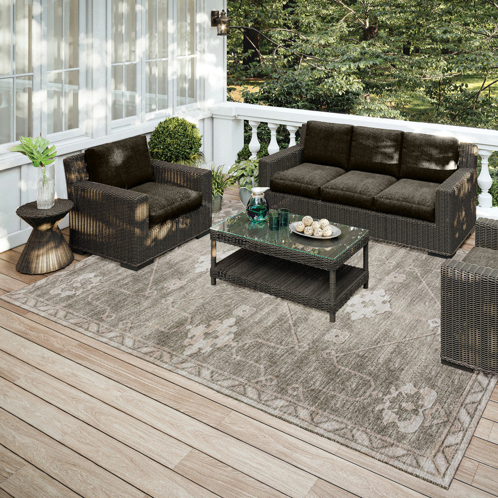 Indoor/Outdoor Sedona SN16 Khaki Machine Washable 3' x 5' Rug