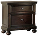 2 Drawers Wooden Night Stand With Bun Feet In Dark Brown