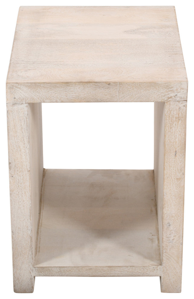 Mir 3-Piece Solid Wood Coffee and End Table Set, Brushed White Finish