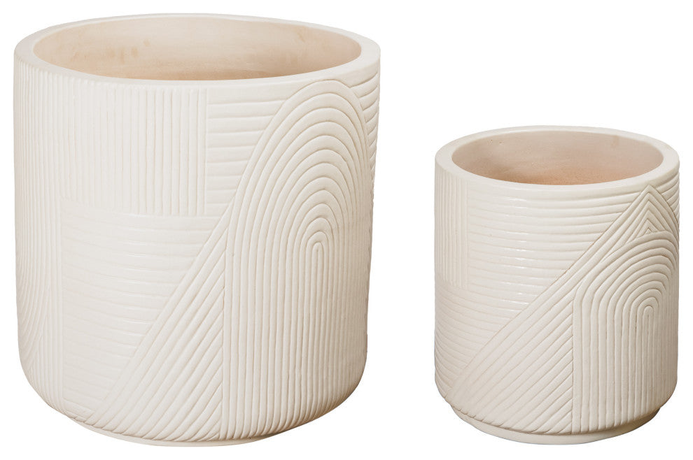 Serenity Textured Ceramic Patio Planter, Set of 2