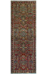Fine Vintage Distressed Tursingul Red/Charcoal Runner, 3'5 x 9'9
