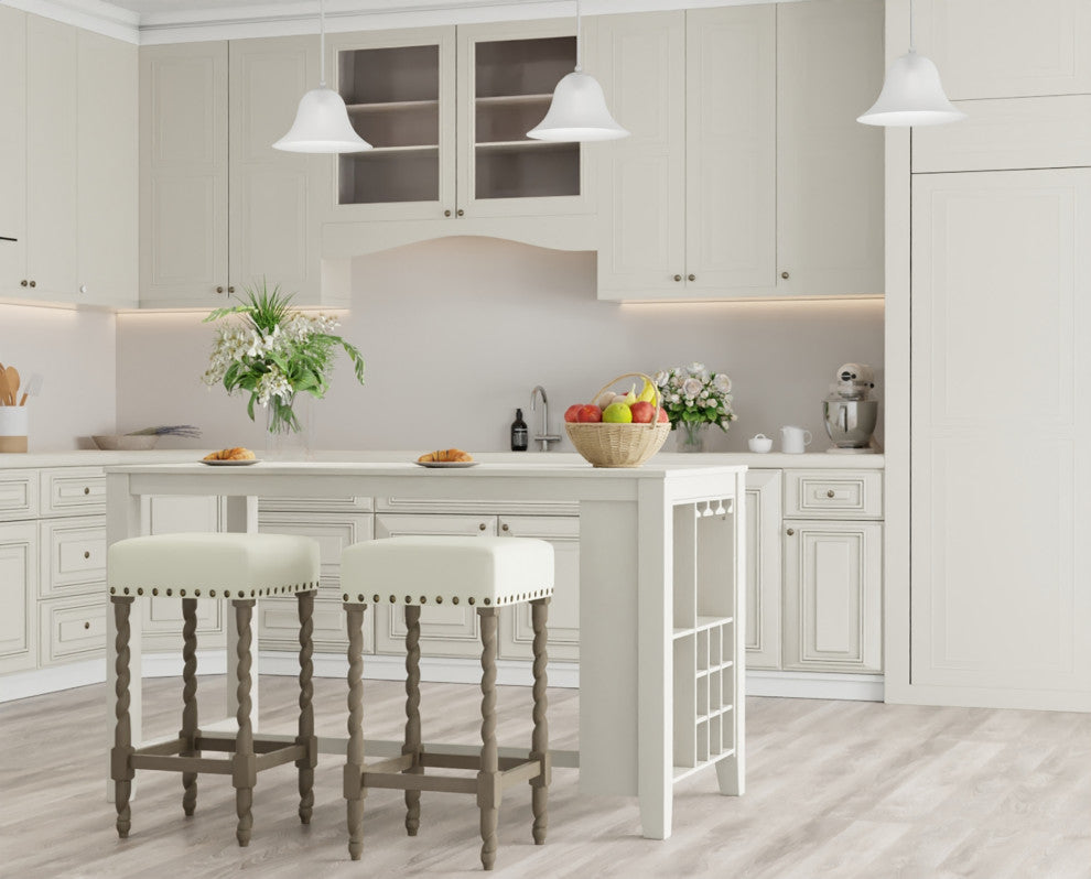 Arezzo 30" Bar Stool, Weathered Gray and Linen