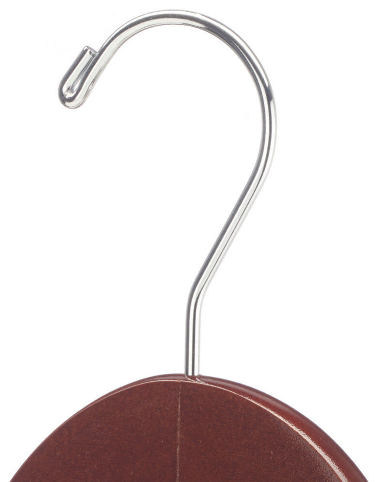 Straight Wood Skirt Hangers With Chrome Clips and Mahogany Finish, Set of 100