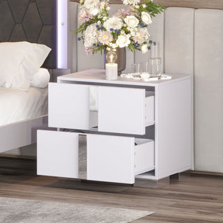 Gewnee Mirrored Bedside Table with 2 Drawers
