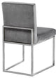 Giselle Velvet Dining Chairs, Set of 2, Gray, Chrome Base