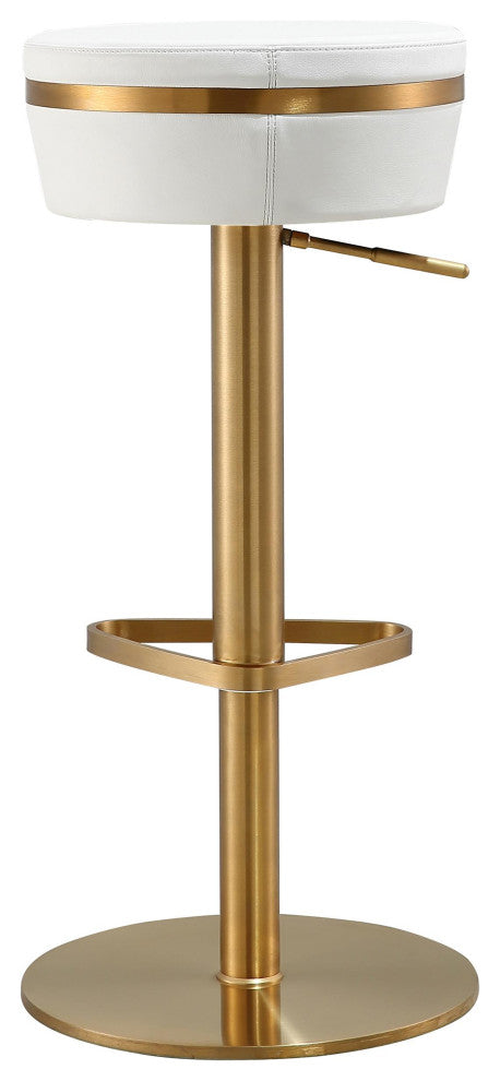 TOV Furniture Astro White and Gold Adjustable Stool
