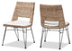 Maria 2-Piece Dining Chair Set With Cushion, Gray Natural Rattan & Metal