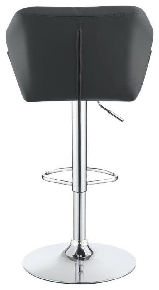 Set of 2 Adjustable Bar Stools, Chrome and Gray