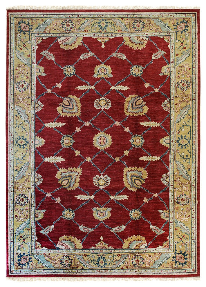 Red Traditional All Over Oushak Area Rug