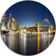 Cityscape Sydney Nightfall Panorama, Cityscape Disc Metal Wall Art, 11"