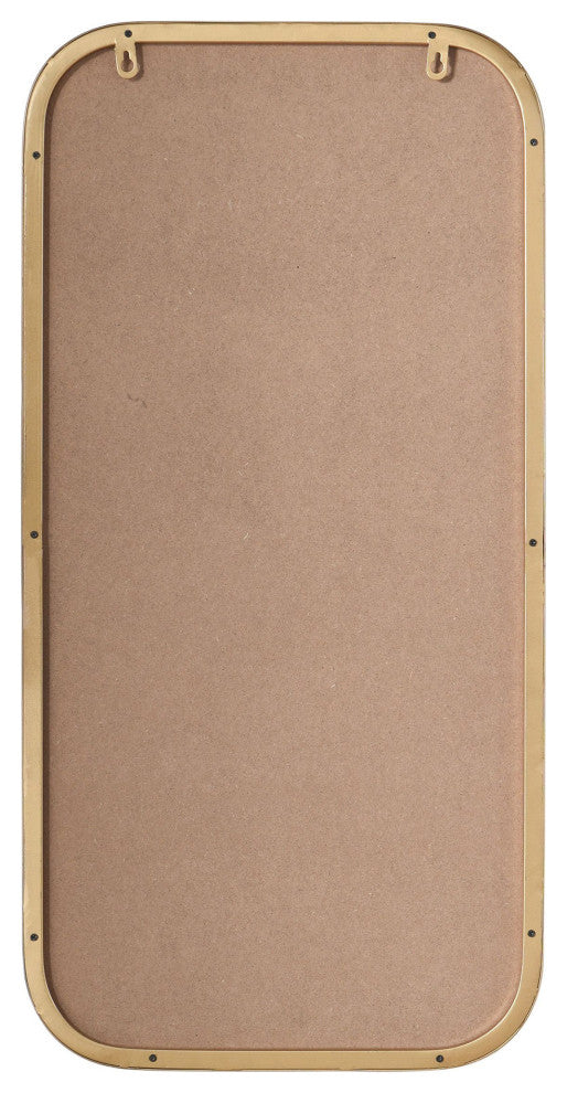 Minimalist Mirror Curved Edge Rectangle Mirror Gold Frame
