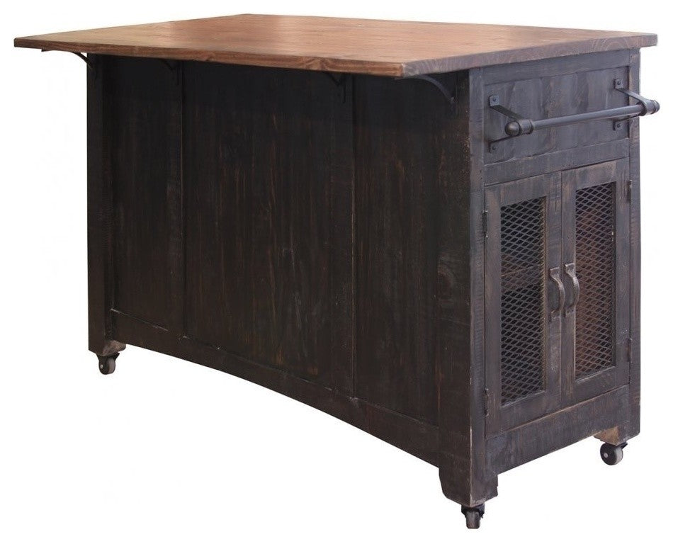 Greenview Kitchen Island, Distressed Black
