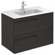 32 inches Wall Mounted Modern Bathroom Vanity 2 Drawer Grey Nature with basin