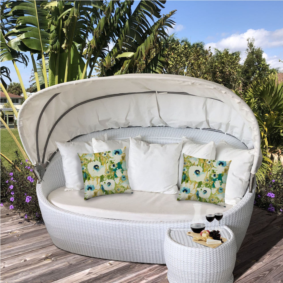 Green Botanical Indoor Outdoor Sewn Throw Pillow