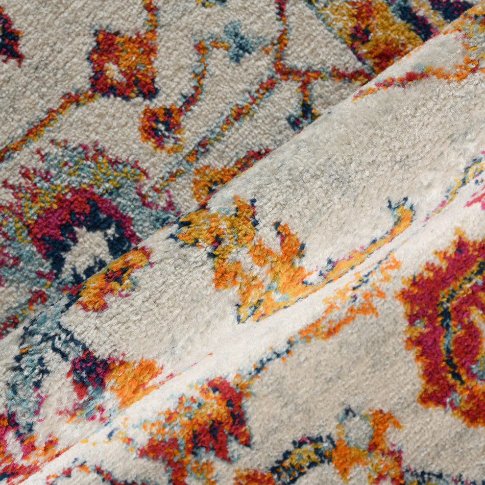 Alessana Cochise Bordered Area Rug, Orange, 2'6"x10'3"
