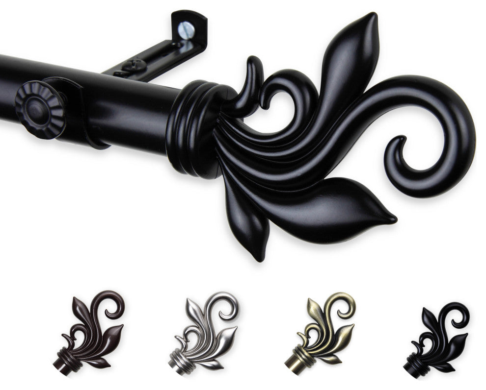 Giles 13/16 inch dia. Curtain Rod, Black, 48"-84"