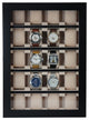 20 Piece Black Ebony Wood Watch Display Wall Hanging Case and Storage Organizer