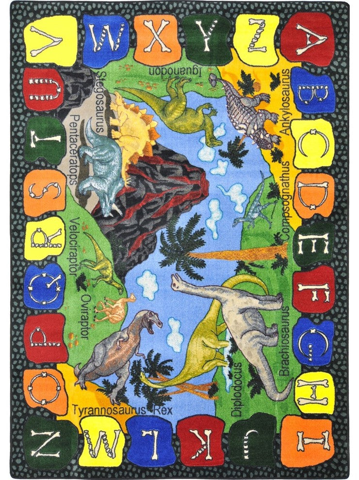 Kid Essentials Rug, We Dig Dinosaurs, 5'4"x7'8"