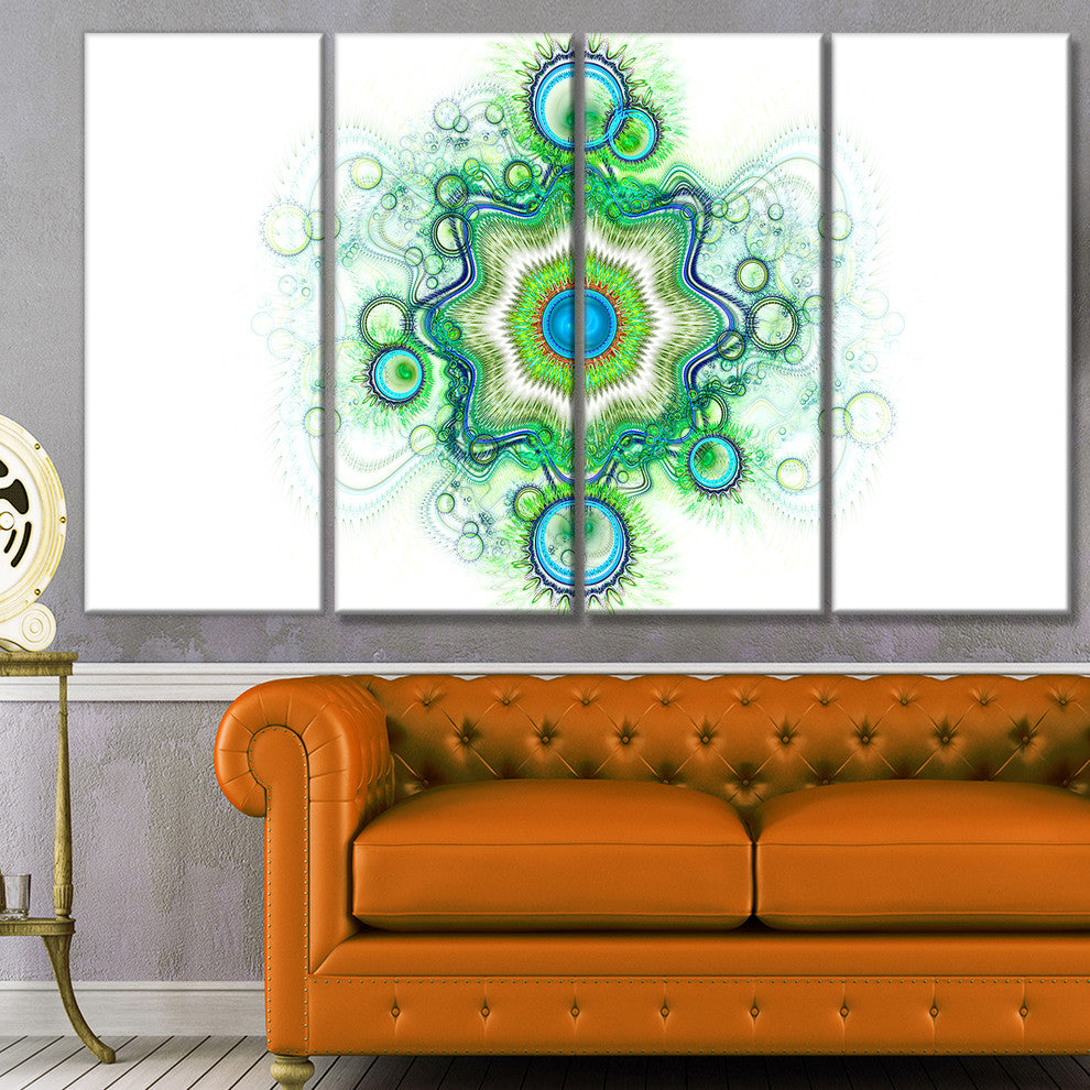 Cabalistic Star Fractal Flower, Abstract Canvas Art Print, 48"x28", 4 Panels