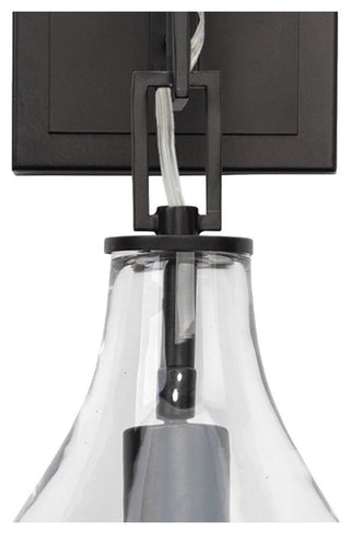 Elegant Tear Drop Shaped Glass Shade Pendant Wall Sconce Bronze Metal Clear