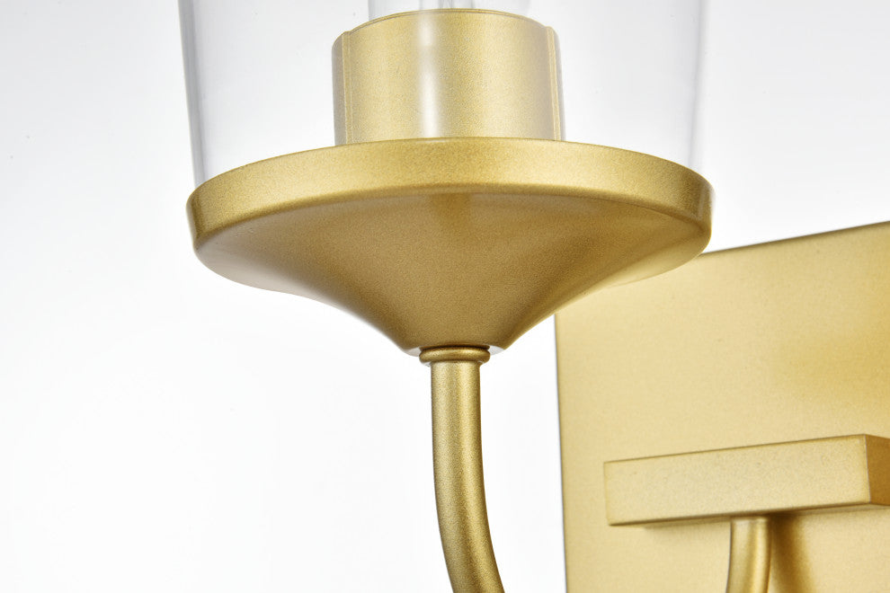 1 Light Brass And Clear Bath Sconce