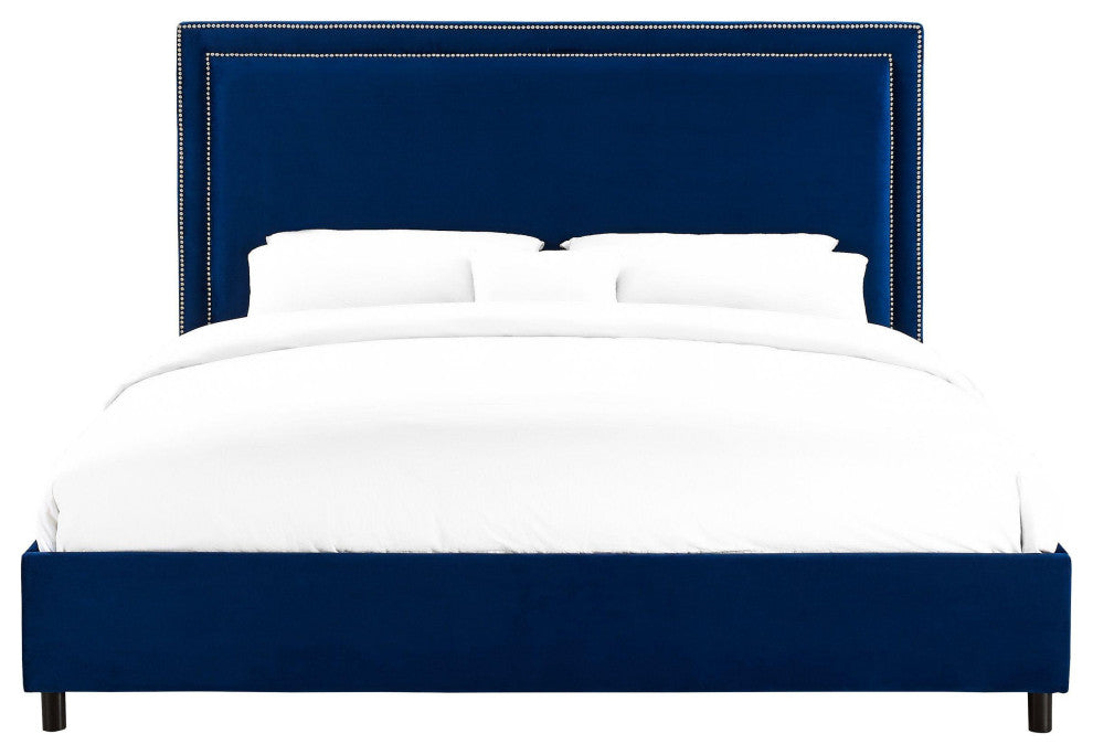 Reed Navy Velvet Bed, King