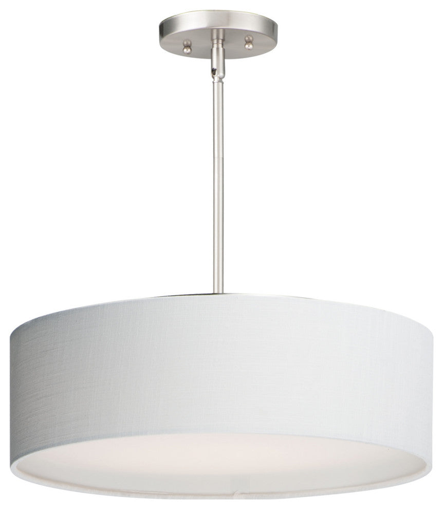 Maxim 10224 Prime 16"W LED Pendant - White Linen / Satin Nickel