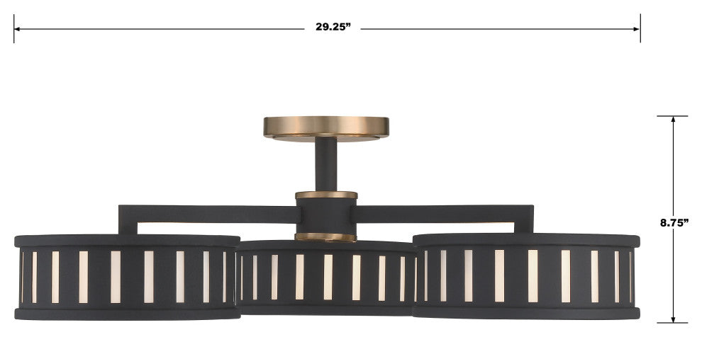 Kendal 6-Light Vibrant Gold/Black Forged Ceiling Mount
