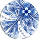 Light Blue Fractal Flower Pattern Digital, Floral Round Wall Art, 11"