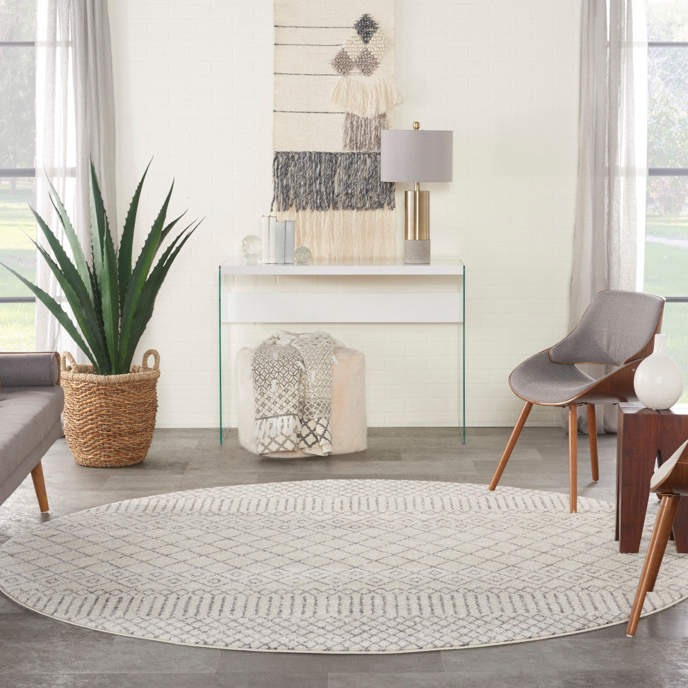 Nourison Passion 8' x Round Ivory/Grey Bohemian Indoor Area Rug