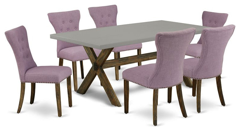 7-Piece Set, 6 Parson Dining Chairs and Dinette Table Hardwood Frame