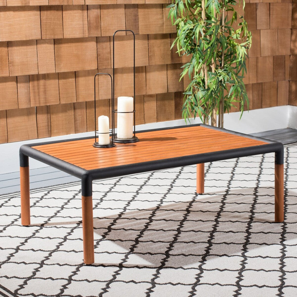 Safavieh Tommy Metal and Wood Patio Coffee Table Black/Natural