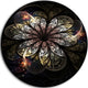 Rounded Glowing Golden Fractal Flower, Floral Round Wall Art, 36"