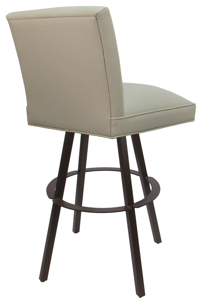Swivel Sommerville Stool on Warren Base, Ocean Beige Vinyl - Brown, 26"
