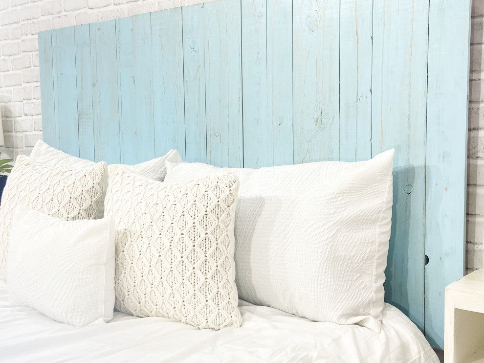 Handcrafted Headboard, Leaner Style, Baby Blue, Queen