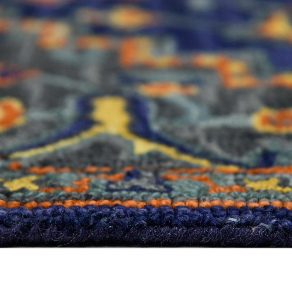 Boho Evreux Area Rug, Blue and Orange, 5'' x 8'', Medallion