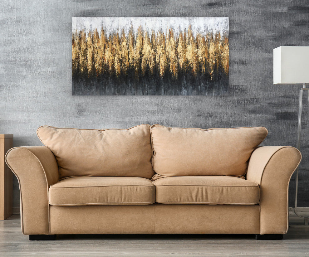 Golden Serenity - Abstract Black and Gold Art, Modern Canvas Wall Art