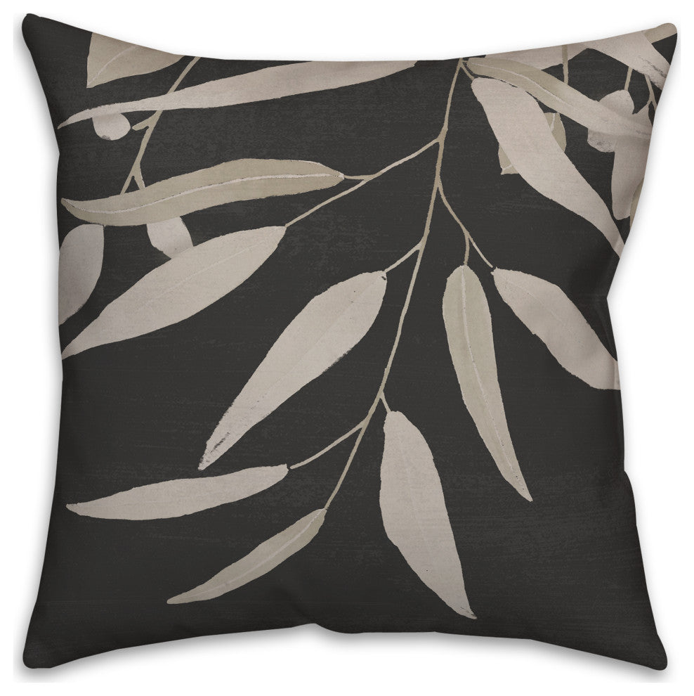 Black and White Greenery I 18"x18" Spun Poly Pillow