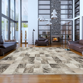 Cowhide Patchwork Rug, Ares, Slate, 8'x10'