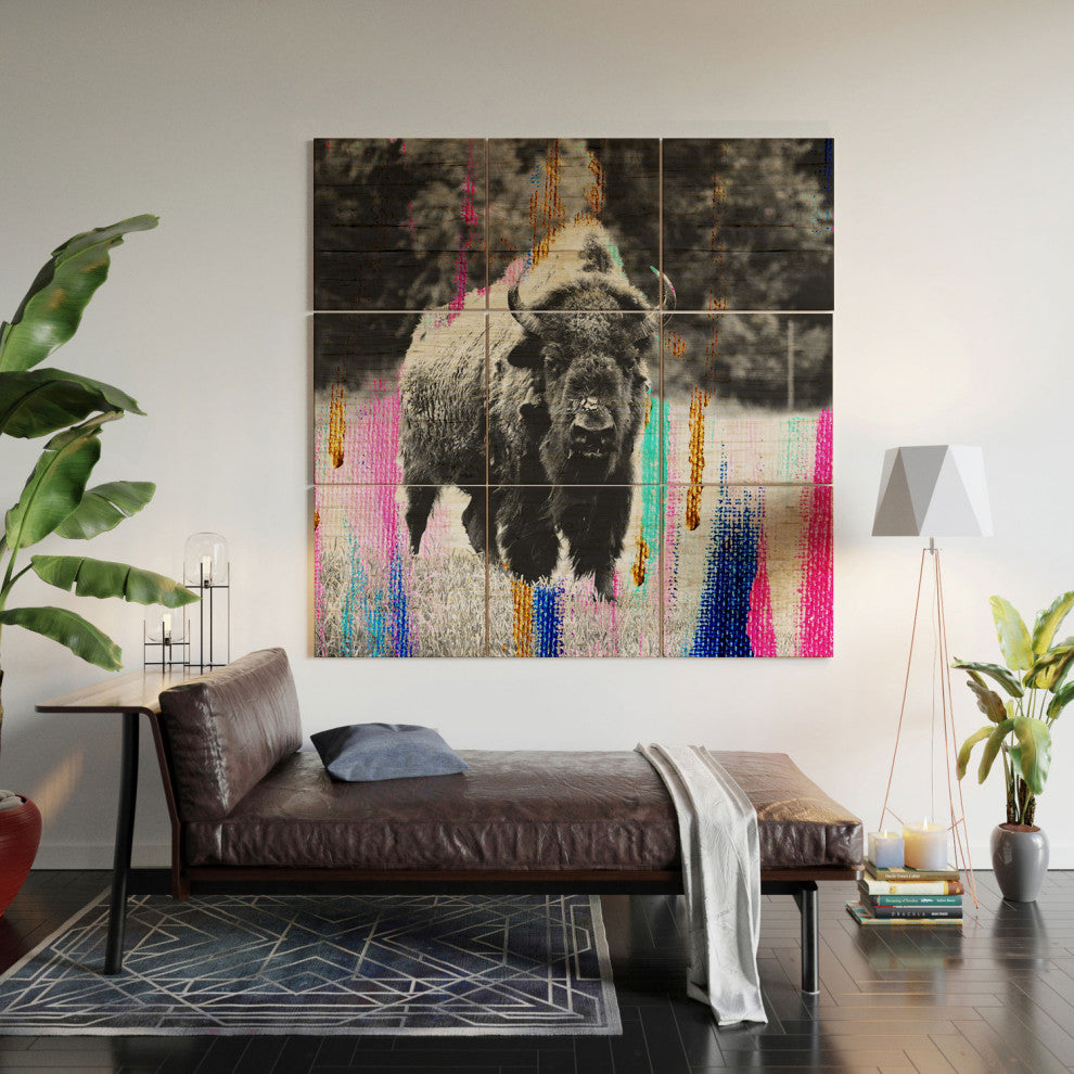 Allyson Johnson Buffalo Abstract Mixed Media Wood Wall Mural