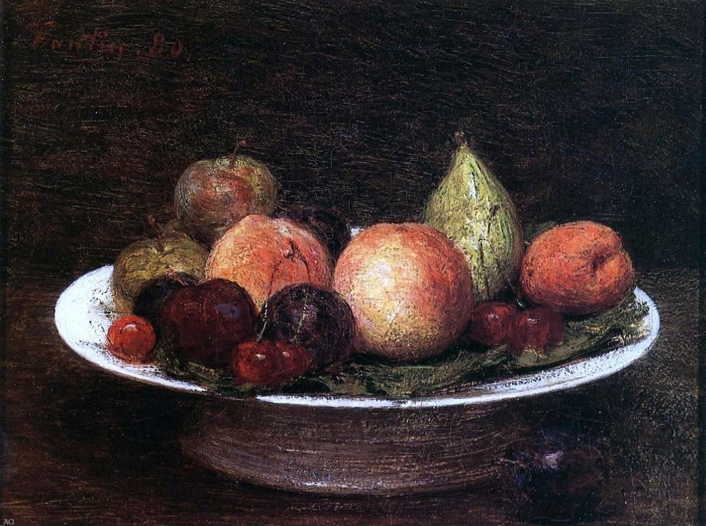 Henri Fantin-Latour Plate of Fruit, 21"x28" Gallery Wrapped Canvas Print