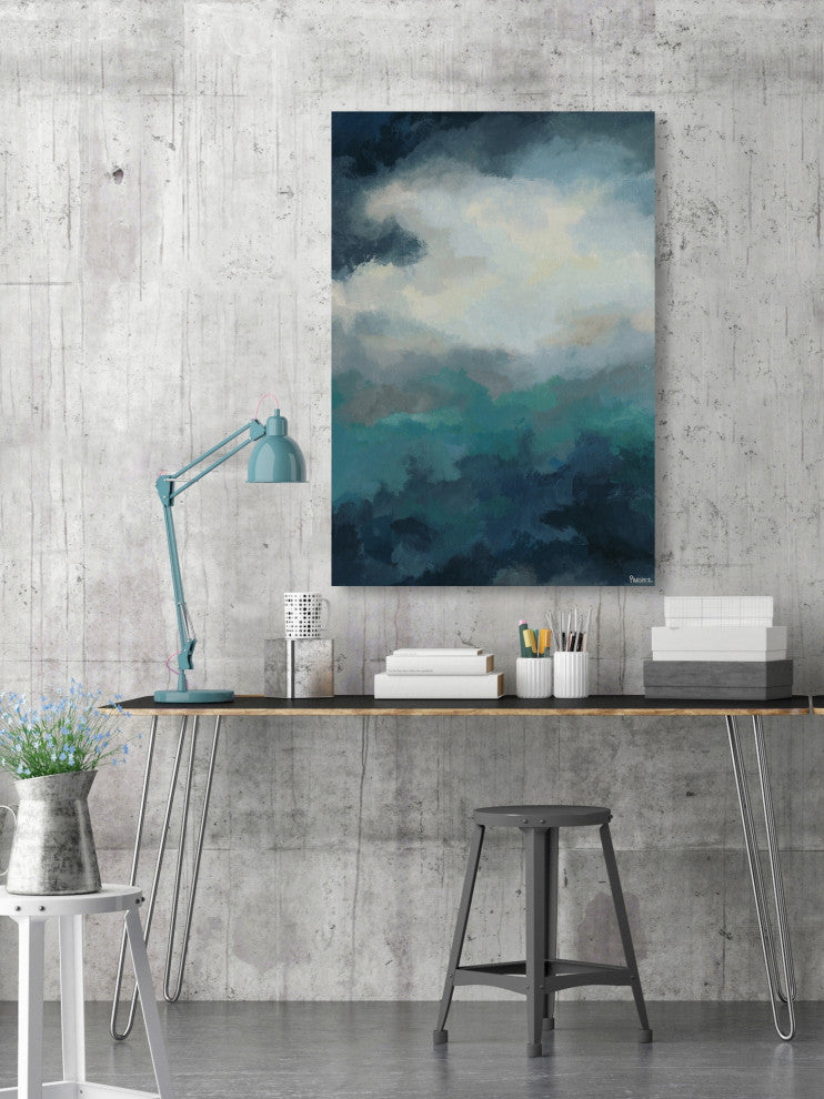 "Dark Forest Clouds" Painting Print on Wrapped Canvas, 16"x24"